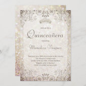 Invitation Elégante Parties scintillant d'or Quinceañera 15e  (Devant / Derrière)