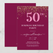 Invitation Élégante Parties scintillant d'or rose amusant 50è (Devant / Derrière)