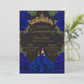 Invitation Elégante Parties scintillant d'or Rose Blue Black  (Debout devant)