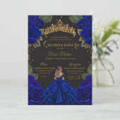Invitation Elégante Parties scintillant d'or Rose Blue Black  (Debout devant)