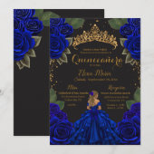 Invitation Elégante Parties scintillant d'or Rose Blue Black  (Devant / Derrière)