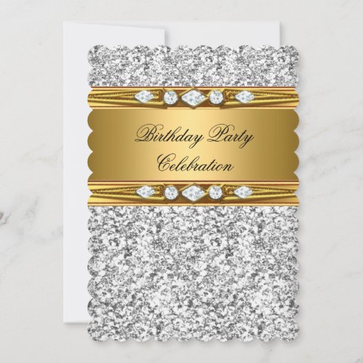 Invitation Elégante Parties scintillant d'or Silver Diamond A (Dos)