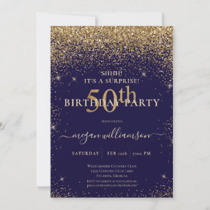Invitation Elégante Parties scintillant d'or violet 50ème ann