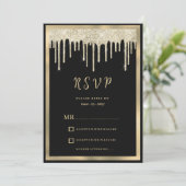 Invitation Elégante parties scintillant en or noir gouttes RS (Debout devant)