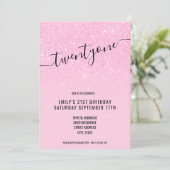 Invitation Élégante Parties scintillant Glam rose 21e anniver (Debout devant)