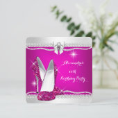 Invitation Elégante Parties scintillant Glamor rose hauts tal (Debout devant)