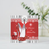 Invitation Élégante Parties scintillant Glamor Rouge Hi Heels (Debout devant)