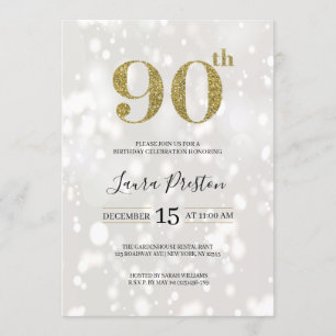 Invitation Élégante Parties scintillant Gold 90e anniversaire
