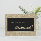 Invitation Elégante Parties scintillant Gold Bridesmaid Card (Debout devant)