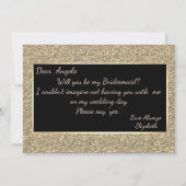 Invitation Elégante Parties scintillant Gold Bridesmaid Card (Dos)