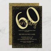 Invitation Élégante Parties scintillant Gold Calligraphie Ann (Devant / Derrière)