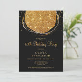 Invitation Elégante Parties scintillant Gold Circle 60e fête  (Debout devant)