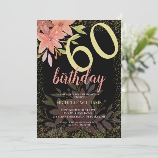 Invitation Elégante Parties scintillant Gold Terracotta Rusti (Debout devant)