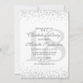 Invitation Elégante Parties scintillant gris argent blanc 18e (Devant)