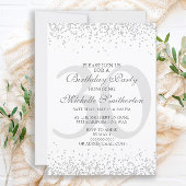 Invitation Elégante Parties scintillant gris argent blanc 30e