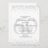 Invitation Elégante Parties scintillant gris argent blanc 60e (Devant / Derrière)