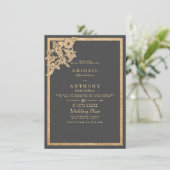 Invitation Elégante parties scintillant gris foncé or Mariage (Debout devant)
