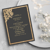 Invitation Elégante parties scintillant gris foncé or Mariage