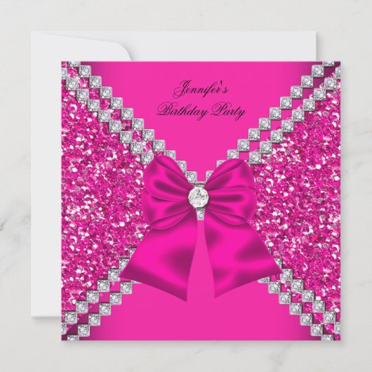Invitation Elégante Parties scintillant Hot Diamants Rose Ann (Devant)
