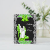 Invitation Elégante Parties scintillant Lime Green Stiletto F (Debout devant)