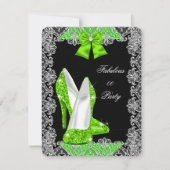Invitation Elégante Parties scintillant Lime Green Stiletto F (Devant)