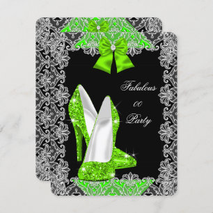 Invitation Elégante Parties scintillant Lime Green Stiletto F