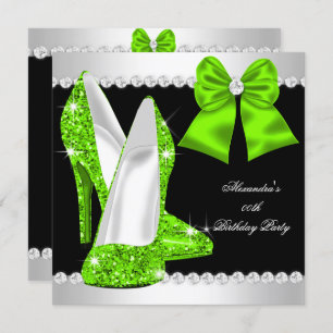 Invitation Élégante Parties scintillant Lime Vert talons haut