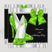 Invitation Élégante Parties scintillant Lime Vert talons haut (Devant / Derrière)
