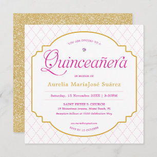 Invitation Elégante Parties scintillant moderne en or rose Qu