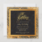 Invitation Elégante Parties scintillant Noir et Or 21ème anni (Devant)