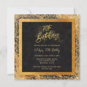 Invitation Elégante Parties scintillant Noir et Or 70e annive (Devant)