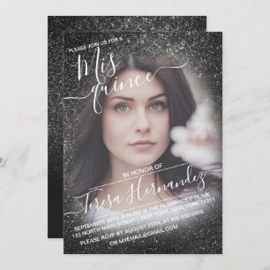 Invitation Elégante Parties scintillant noire étincelante Pho