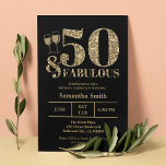 Invitation Elégante Parties scintillant Or 50 Et Fabuleux 50e<br><div class="desc">Elégante parties scintillant en faux or et noir 50 et fabuleuse invitation avec des verres à vin pour célébrer le 50e anniversaire d'une femme. Vous pouvez personnaliser cette cinquantaine et fab invitation avec son nom,  la date du parti,  les informations RSVP,  et les détails du parti.</div>
