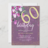 Invitation Elégante Parties scintillant or Aquarelle Floral C (Devant)