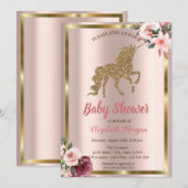 Invitation Elégante Parties scintillant Or Baby shower Fleur (Devant / Derrière)