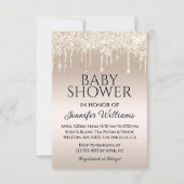 Invitation élégante parties scintillant or baby shower neutre (Devant)