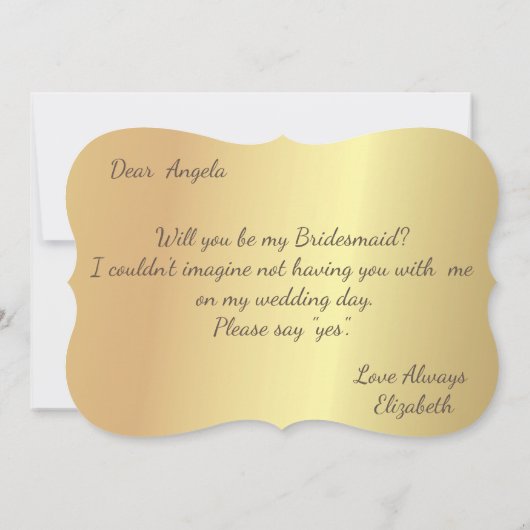 Invitation Elégante Parties scintillant or Bokeh Bridesmaid C (Dos)