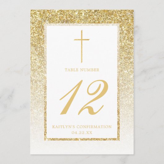 Invitation Élégante Parties scintillant Or Confirmation Ou Ba (Dos)