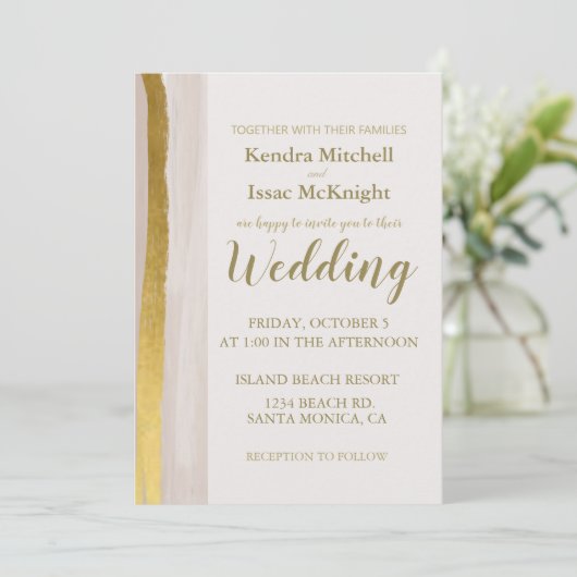 Invitation Elégante Parties scintillant Or Crème Classy Invit (Debout devant)