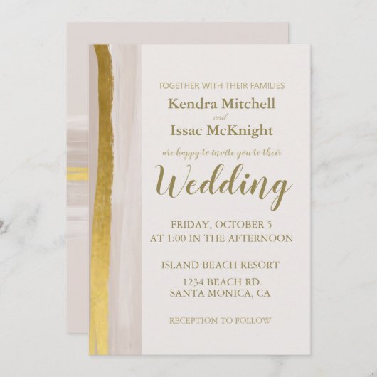 Invitation Elégante Parties scintillant Or Crème Classy Invit (Devant / Derrière)