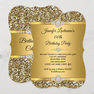 Invitation Elégante Parties scintillant or Diamond Anniversai