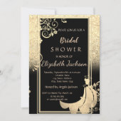 Invitation Elégante Parties scintillant or Fleurs Fête des ma (Devant)