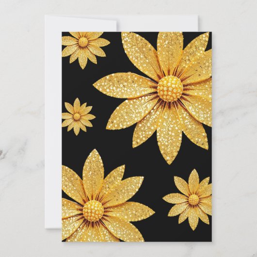 Invitation Elégante Parties scintillant or Flower Sweet 16 An (Dos)