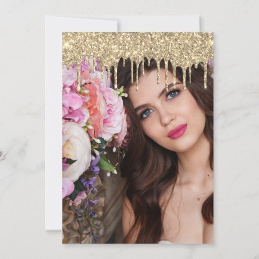 Invitation Elégante parties scintillant or goutte sweet sixte (Dos)