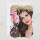 Invitation Elégante parties scintillant or goutte sweet sixte (Dos)