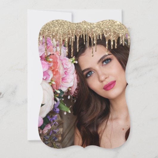 Invitation Elégante parties scintillant or goutte sweet sixte (Dos)