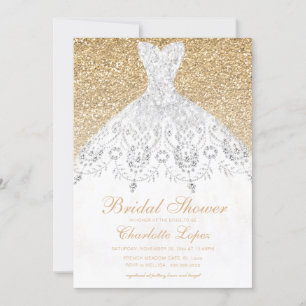 Invitation Elégante Parties scintillant or Mariage Fête des m