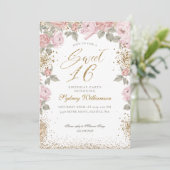 Invitation Elégante Parties scintillant or Peony Florals Swee (Debout devant)