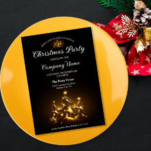 Invitation Elégante Parties scintillant or pin NoëlFête d'ent
