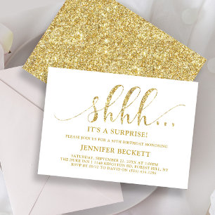 Invitation Elégante Parties scintillant or Surprise fête d'an
